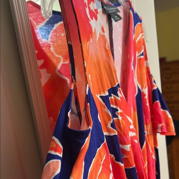 Bold Elements Women's Floral Wrap Top - Orange and Blue - Picture 6 of 11